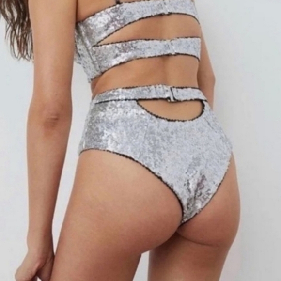 For Love‎ And Lemon Silver Sequin High Waist Panty - Picture 2 of 9